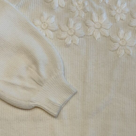 NWT Liz Claiborne Womens Crew Neck Cream Long Sleeve Floral Sweater PXXL - Picture 8 of 13